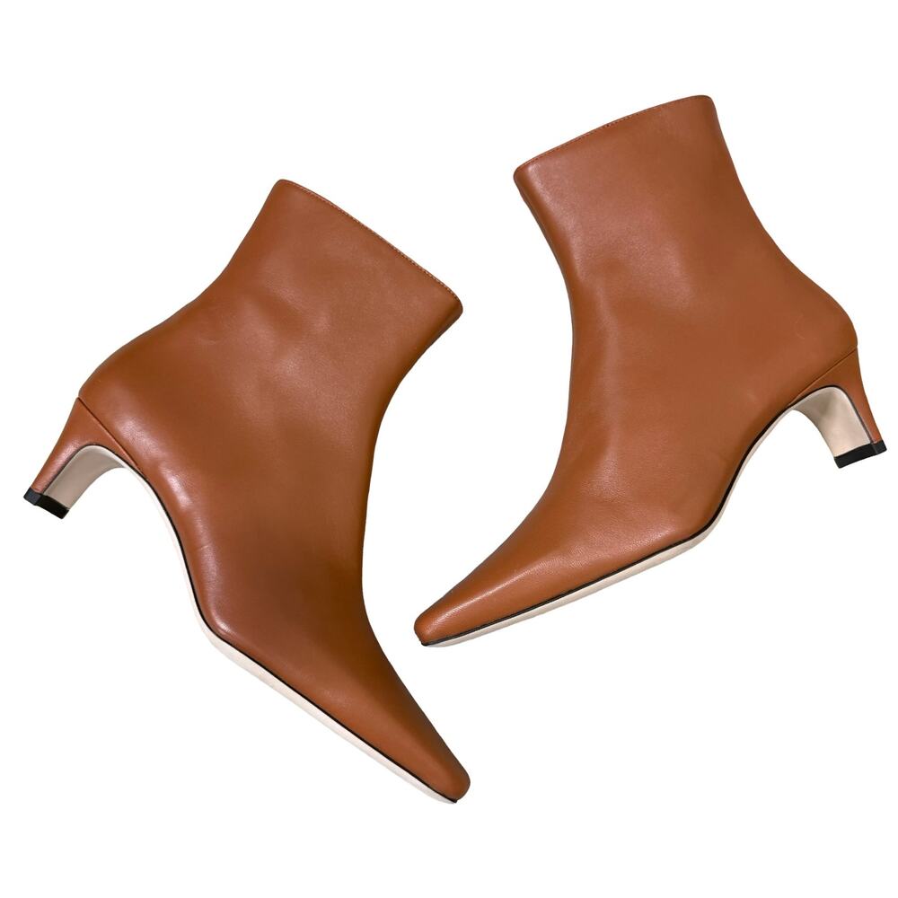 STAUD Wally Tan Nappa Leather Pointed Toe Kitten Heel Ankle Boots Size 39 / 9 - Picture 5 of 14